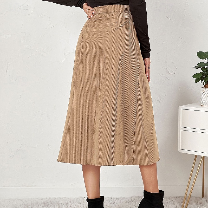 Pentru femei Fustă Casual Midi Talie Medie Fuste Simplu Zdrobit Micro-elastic Vacanță Stradă Negru Roz Îmbujorat Roșu Vin Culoarea ghimbirului Vară Catifea 2025 - $23.99 –P9