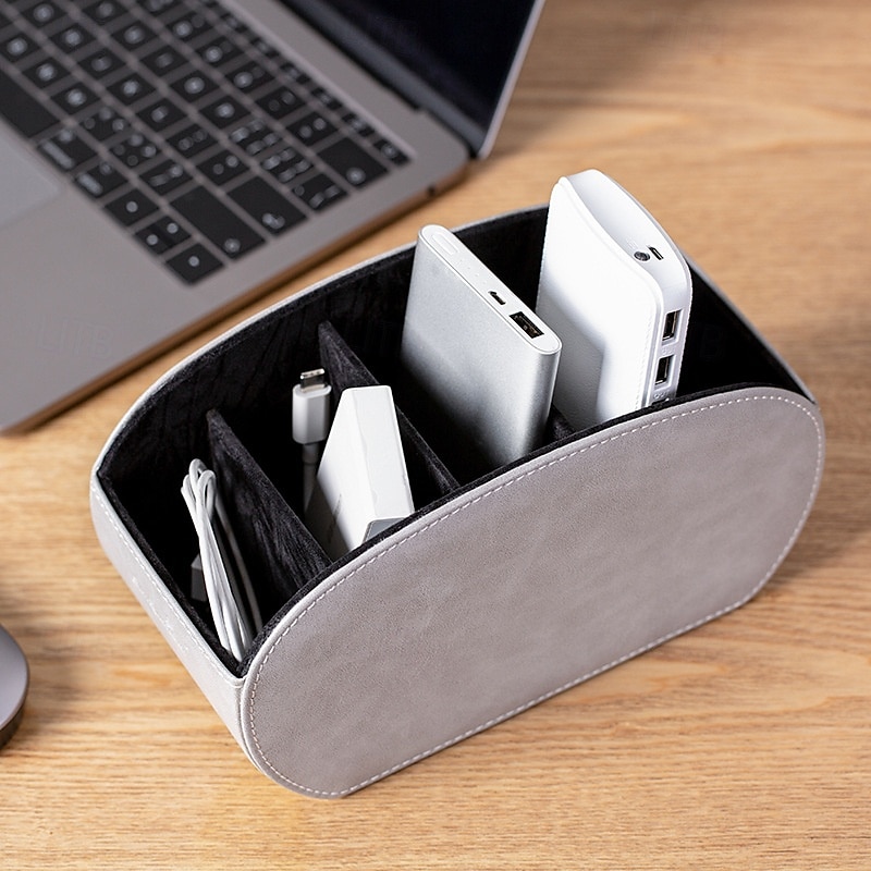 Fernbedienungs-Organizerbox aus PU-Leder, multifunktionaler Make-up- und Schreibtisch-Organizer, Aufbewahrungsbox für Zuhause mit Fächern für Wohnzimmer und Schlafzimmer 2025 - $23.99 –P5