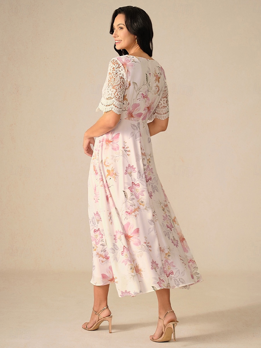 Femme Robe Maxi Robe Trapèze Elégant mode Vacances du quotidien Standard Floral Manche Courte Col V Rose Claire Eté de 2025 ? $69.99 –P2