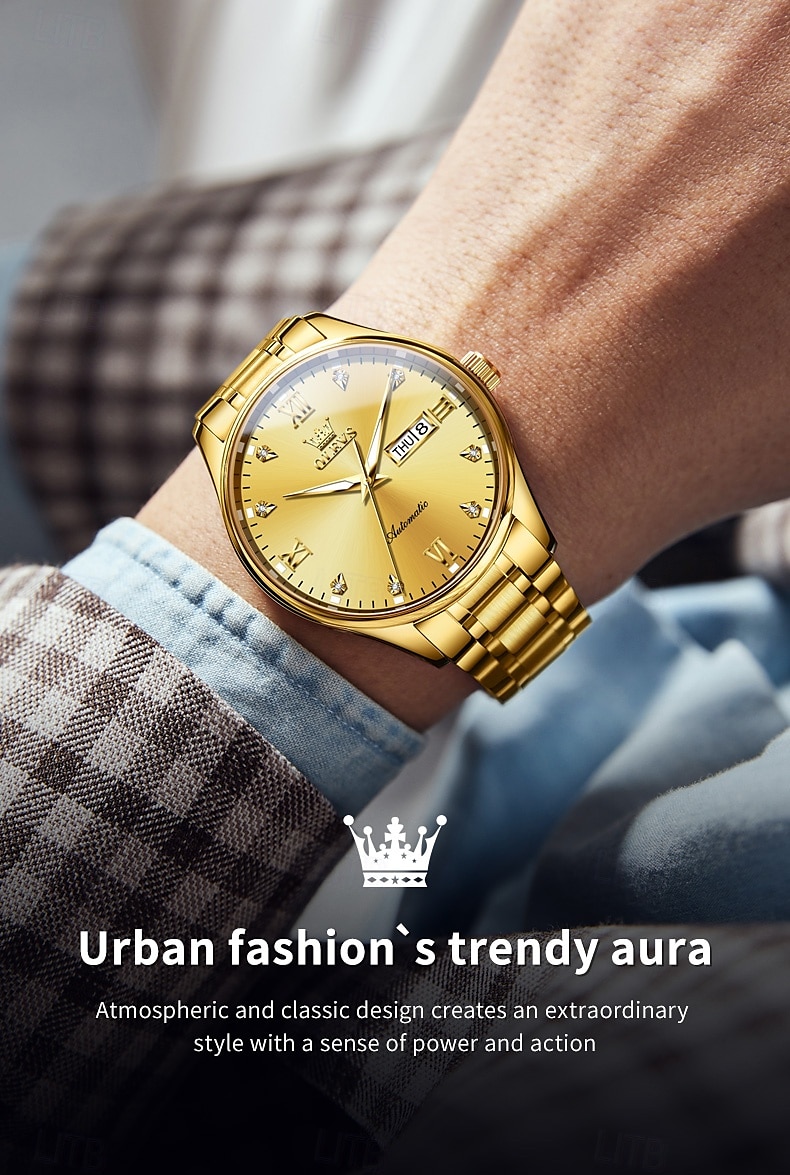 OLEVS Men's Mechanical Watch, Minimalist Fashion, Automatic Self-Winding, Luminous Date Week, Waterproof Steel Watch 2025 - $119.99 –P2