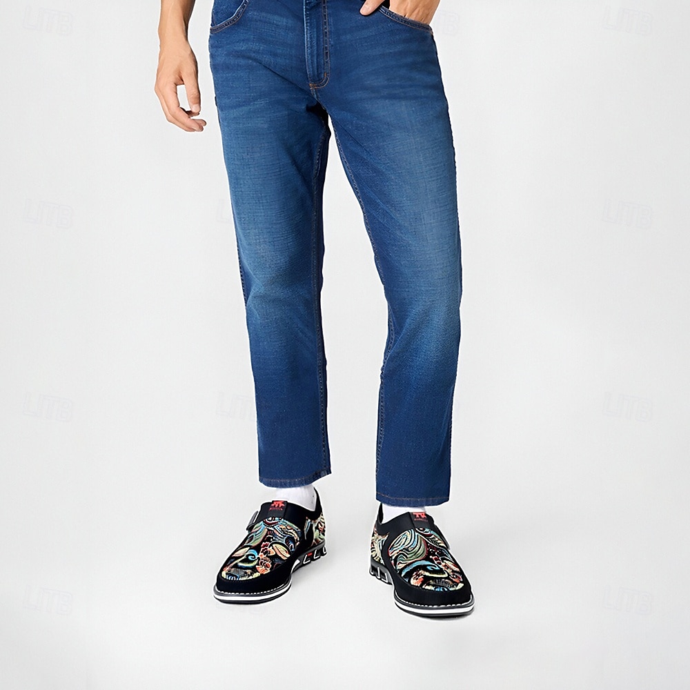 slip-on sneakers i svart och flerfärgad jacquard för män – snygga skor i jacquardtyg för casual och smart casual evenemang 2025 - $46.99 –P7