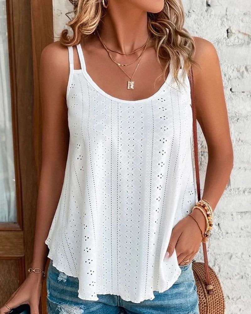 Women's Blouse Camisole Tank Top Plain Modern Casual Sleeveless Strap Regular Tops Daily Going out Backless Black White Green Summer 2025 - $21.99 –P2