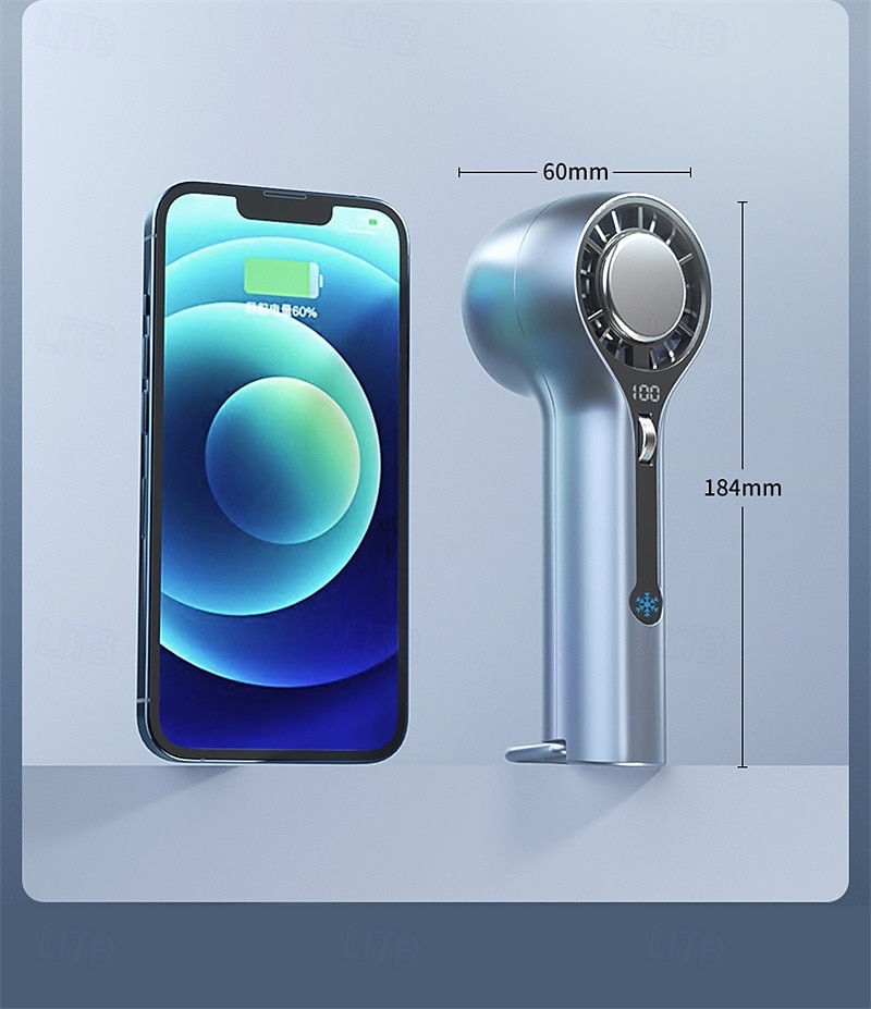 2025年 ポータブルハンドヘルドファンアイスセラミック冷却、ターボブリーズ、3000mAhバッテリー、デジタル表示、コンパクトUSB充電式ファン、プーリーコントロール、夏の屋外旅行用  コレクション – $28.99 –P13