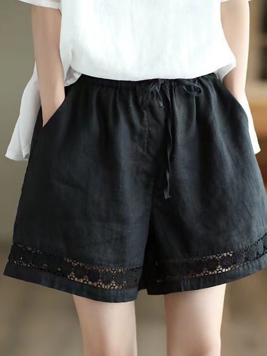 Mujer Pantalón corto Pantalones cortos de verano Pantalones cortos de playa Vacaciones Vintage Moda Corto Alta cintura Plano Correa Bolsillo Cintura elástica Comodidad Ligero Suave Microelástico 2026 - $19.99 –P12