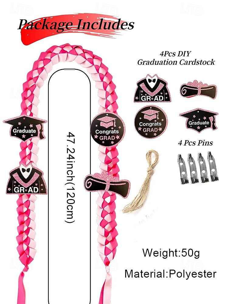 2025 gevlochten erekoord met afstudeerbedels – veelkleurige ceremonieketting voor middelbare scholieren en studenten 2025 - $14.99 –P6