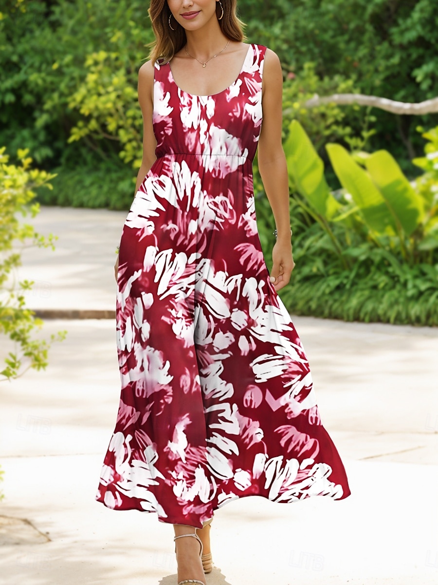 Femmes Robe Midi Robe d'Été Robe trapèze Robe à épaules dénudées Vacances Occasionnel Coupe Ample Fleuri Graphique Abstrait Sans manches Col en U Jaune Rouge Bleu Violet Été Printemps de 2025 ? $35.99 –P5