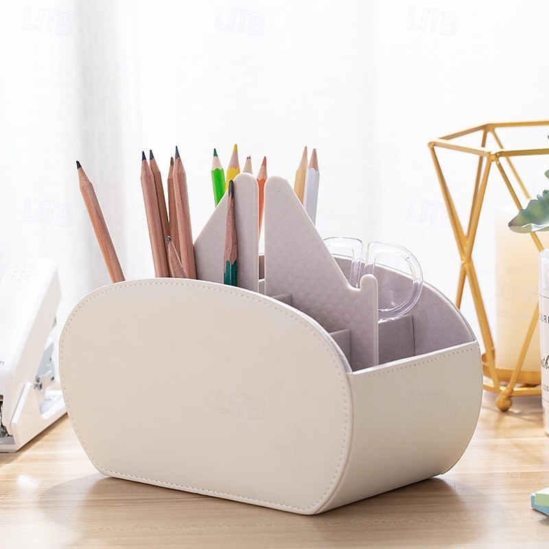 Fernbedienungs-Organizerbox aus PU-Leder, multifunktionaler Make-up- und Schreibtisch-Organizer, Aufbewahrungsbox für Zuhause mit Fächern für Wohnzimmer und Schlafzimmer 2025 - $23.99 –P4