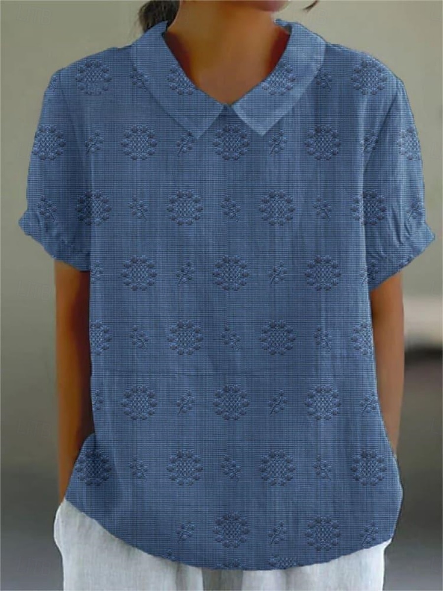 Femmes Chemise Fleuri Élégant Moderne Manche Courte Col de chemise Hauts Réguliers Quotidien Fête Imprimé Blanche Jaune Rose Claire Rouge Bleu Été de 2025 ? $17.99 –P2