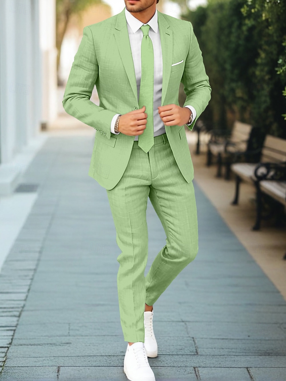 Herre Bryllups Linjens dresser Mørk Khaki Lys Khaki Forretnings Formell Sommer ensfarget Standard Passform 2-delt Enkeltspent En-knapp 2025 - $112.99 –P10