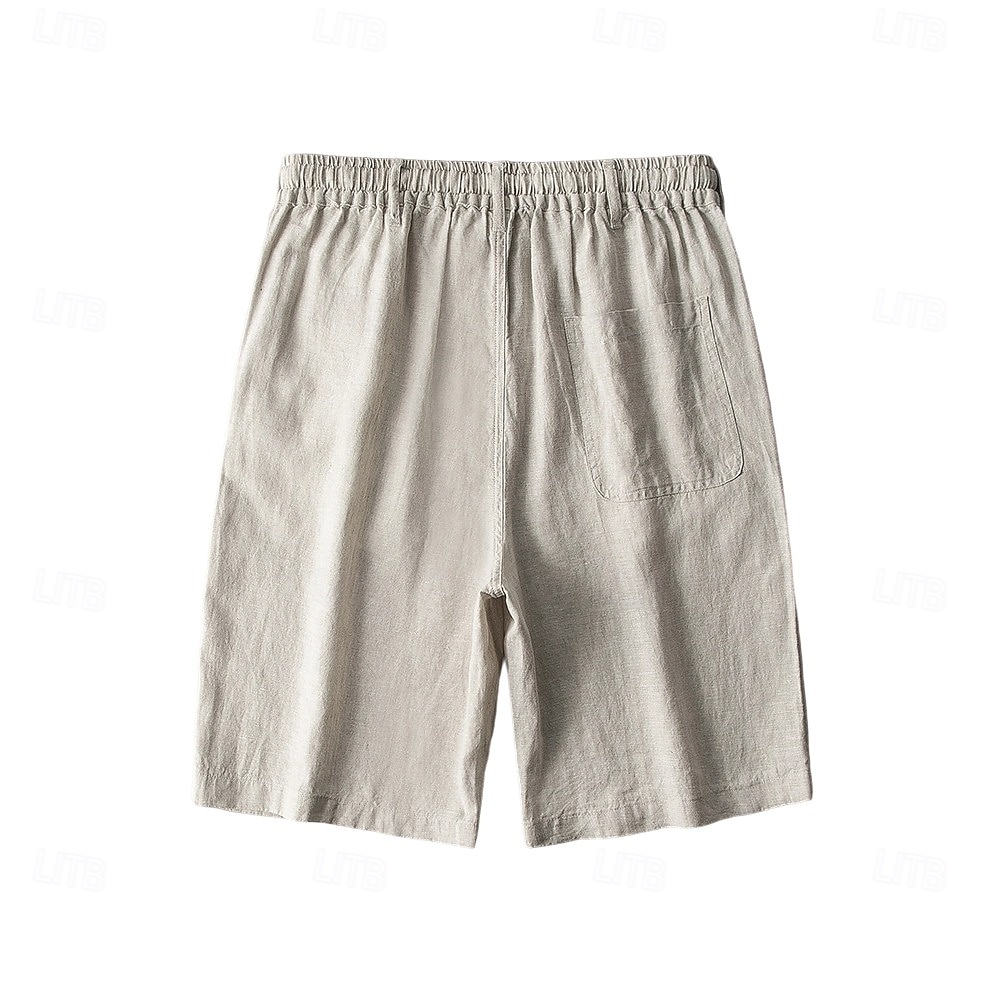 męskie szorty 100% lniane w jednolitym kolorze za kolano codzienne wakacje styl etniczny niebieski khaki 2025 - $41.99 –P8
