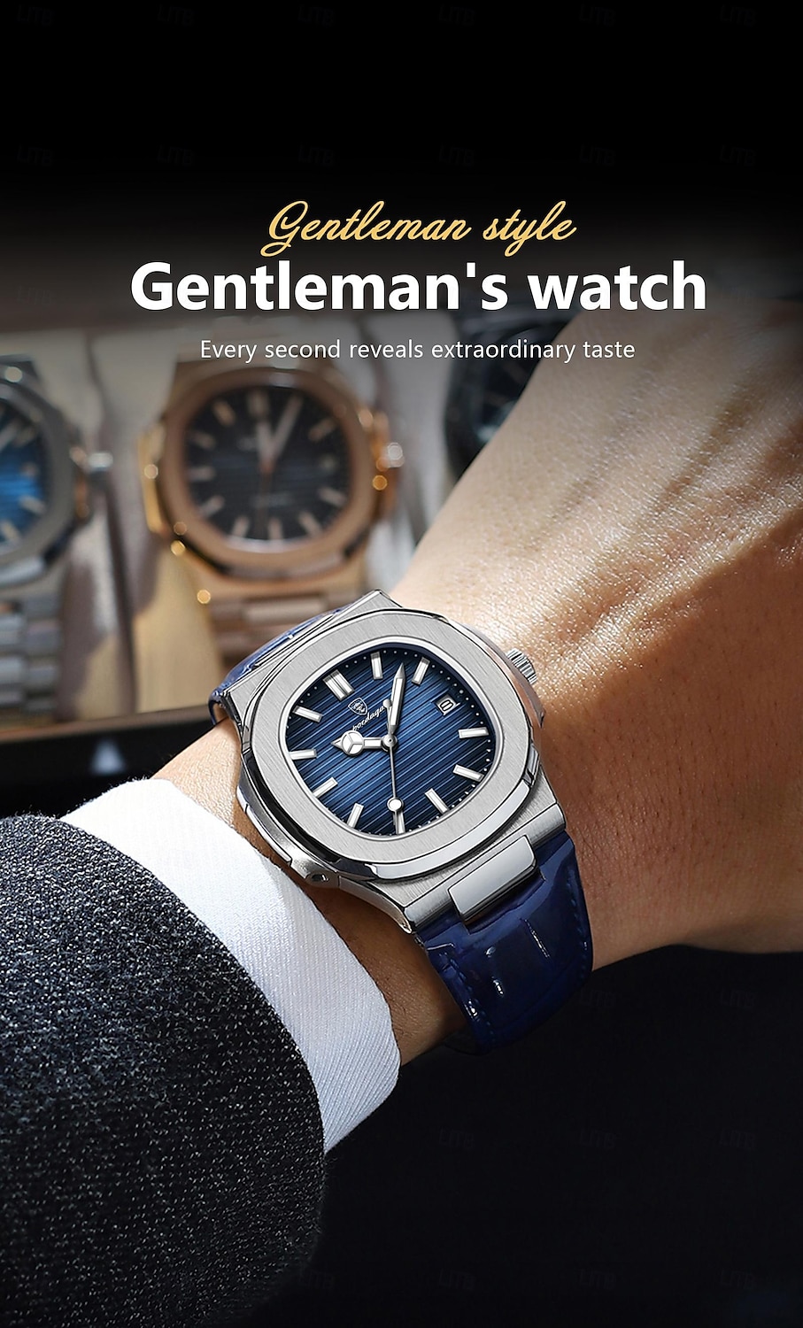 Top Luxury Square Men's Watch, Date Display, Waterproof, Luminous, High-Quality Leather, Modern Quartz Wristwatch 2025 - $33.99 –P2