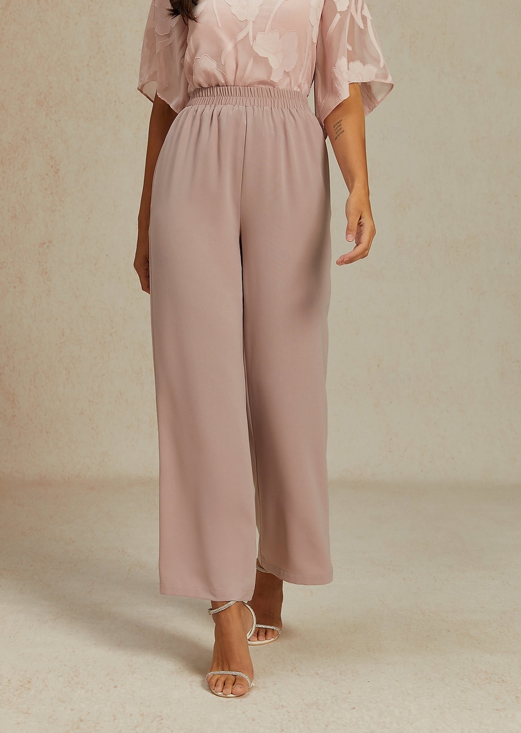 Pantaloni Chino a Gamba Larga da Donna Pantaloni Baggy Base Lunghezza Intera Alta Vita Pockets Semplici Flessibile Morbidi Confortevoli Micro-elastici Formali Matrimonio Rosa Antico Estate Primavera del 2025 a $59.99 –P1