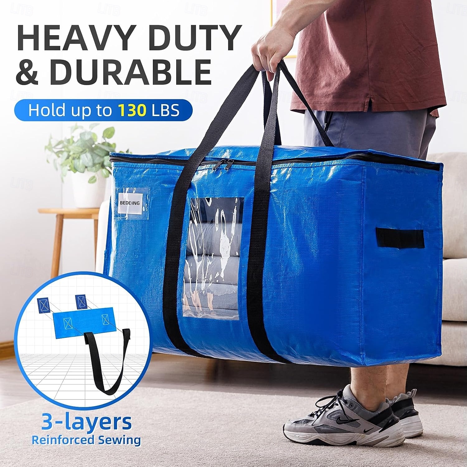 2 Pack Extra Large Moving Bags, Heavy Duty Totes for Storage with Visible Window, U-Shaped Around Handles, Storage Contrainer Box for Space Saving 2025 - $20.99 –P11