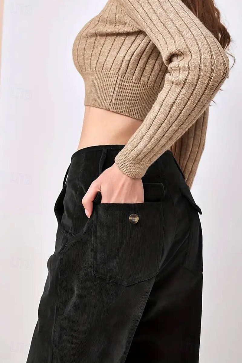 Per donna Pantaloni in cotone e lino Moda Lunghezza intera Naturale Semplice Tasca Comodo All'aperto Confortevole All'aperto Uscire Nero Blu Caffè Ciano Estate Vestibilità regolare del 2025 a $31.99 –P4