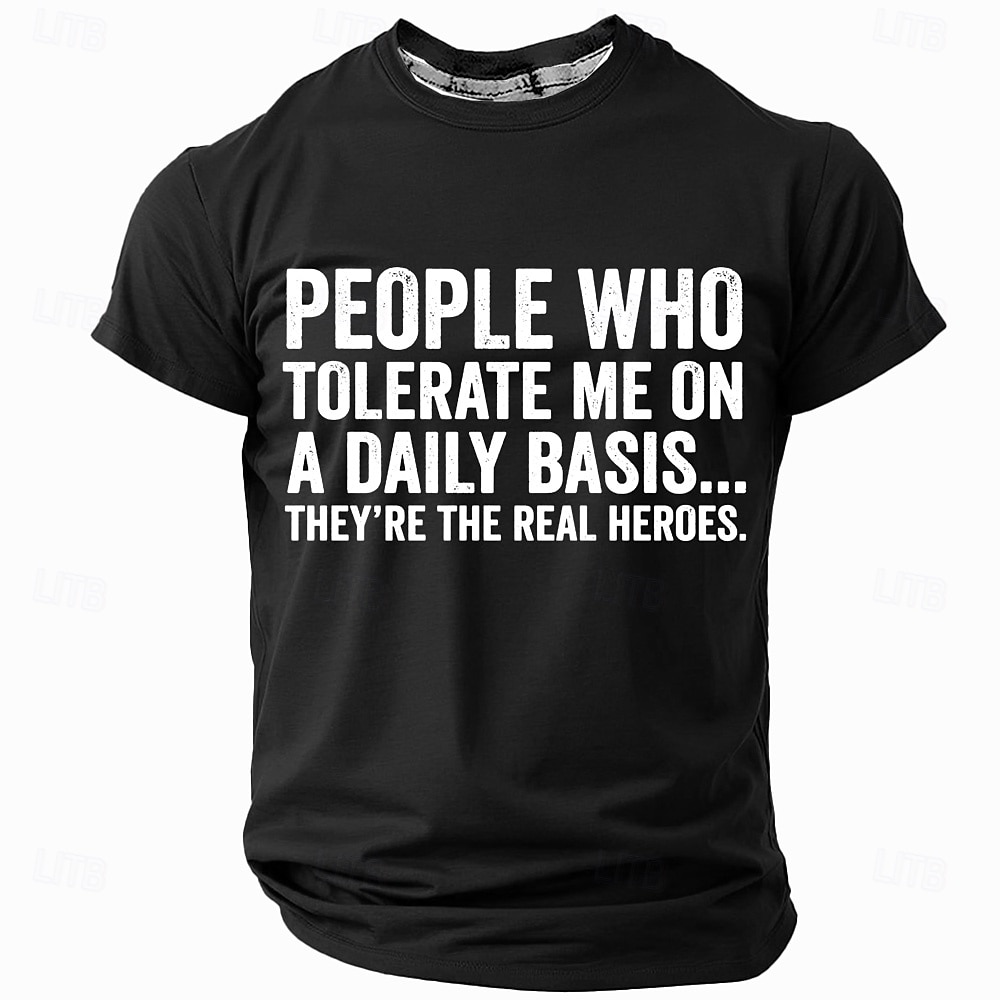 Herre Tekst Morsom Slang T skjorte Kortermet T skjorte 3D-utskrift Crew-hals Skjorte Mote Daglig Fritid Gate Avslappet Daglig Svart Rød Blå Sommer Vår Alle årstider Klær S M L XL XXL XXXL 2025 - $17.99 –P4