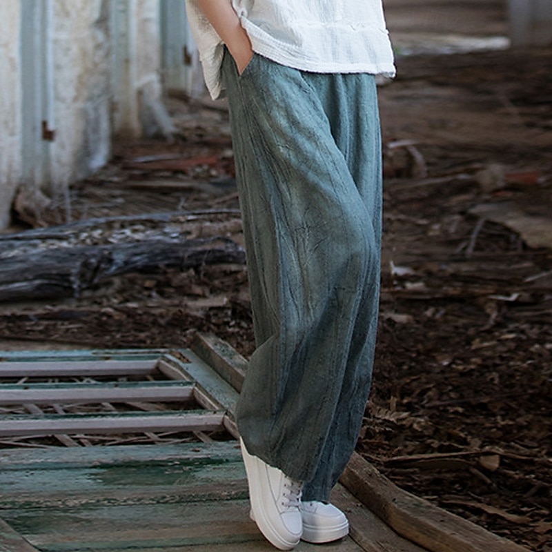 Per donna Pantaloni in cotone e lino Pantaloni Eleganti Moda Streetwear Lunghezza intera Naturale Tinta a nodi Tasca Elastico in vita Comodo All'aperto Confortevole All'aperto Vacanza Abbigliamento del 2025 a $48.99 –P4