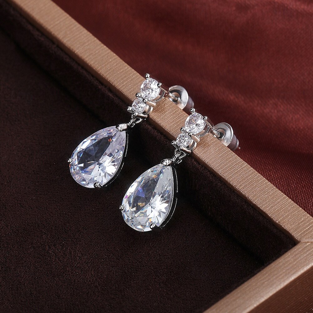 Mujer Pendiente Pera Gota Elegante Aretes Joyas Blanco / Morado Para Boda Fiesta 1 Par 2025 - $14.49 -P4