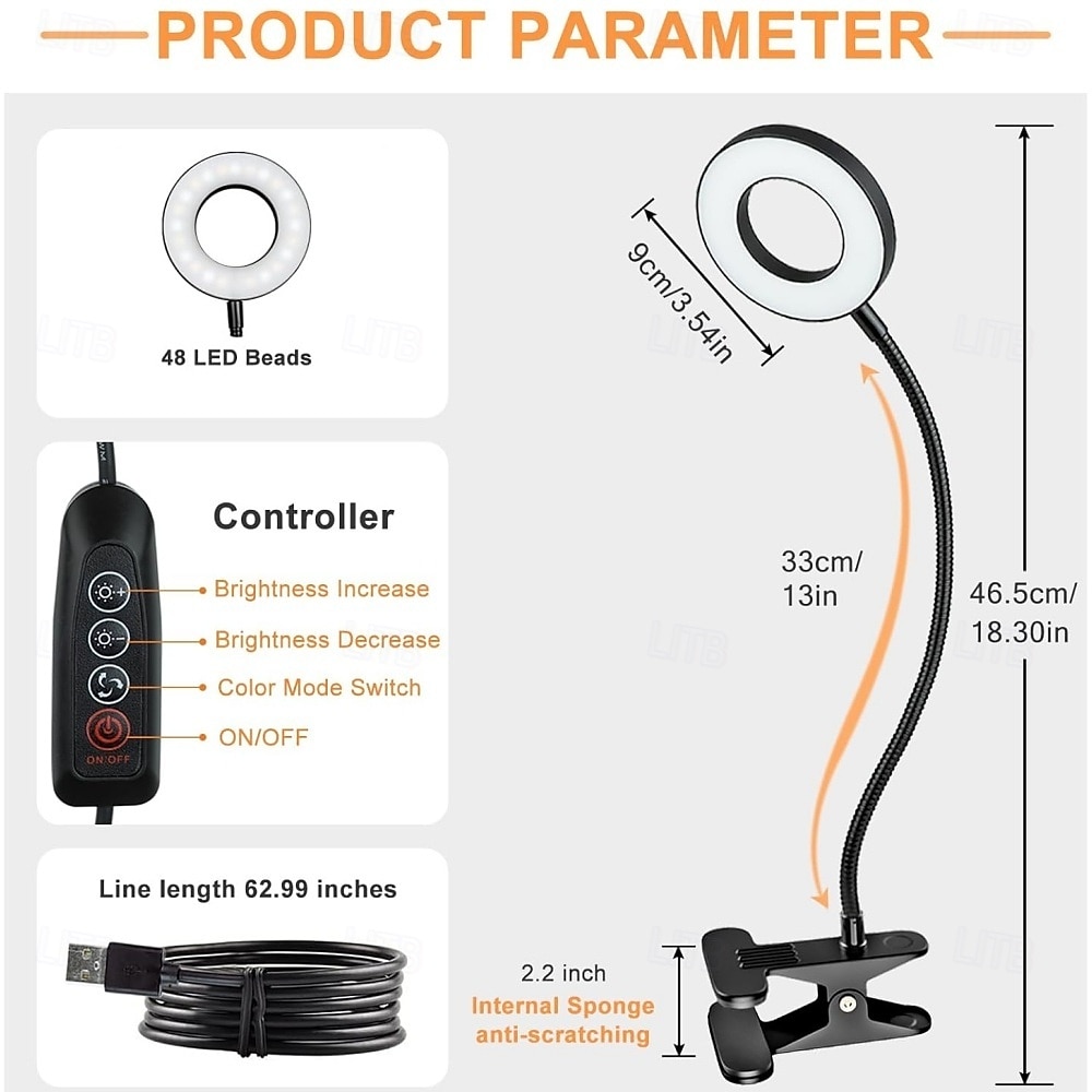 Lampe de bureau à LED, lampe de lecture, veilleuse, lampe de lecture USB à intensité variable avec pince, lampe de lecture flexible à col de cygne pour lit, tête de lit, ordinateur de 2025 ? $12.49 –P1