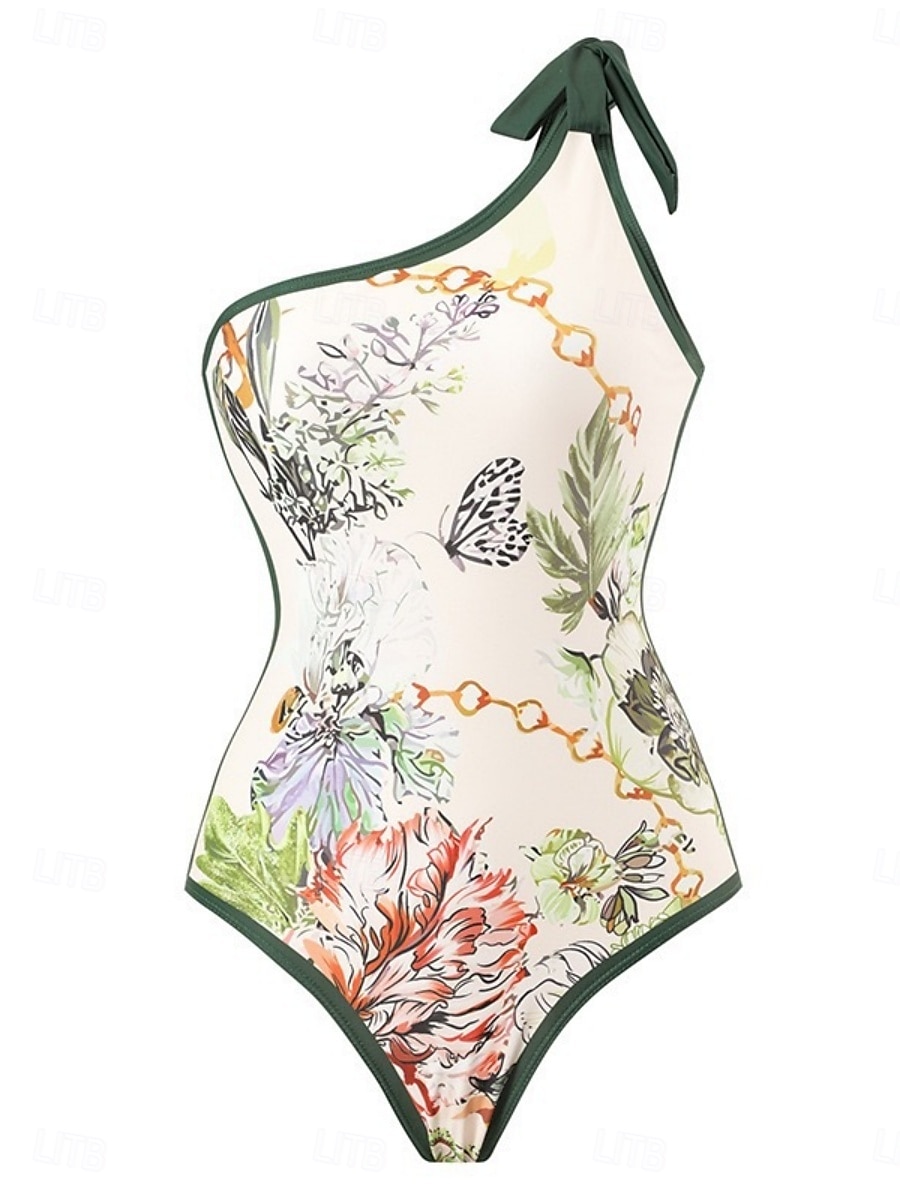 Kvinnors baddräkter en del 2 delar kjol baddräkt volang rygglös magekontroll hög midja smal semester strandkläder blommig asymmetrisk halsringning ärmlös baddräkt 2025 - $44.99 –P3