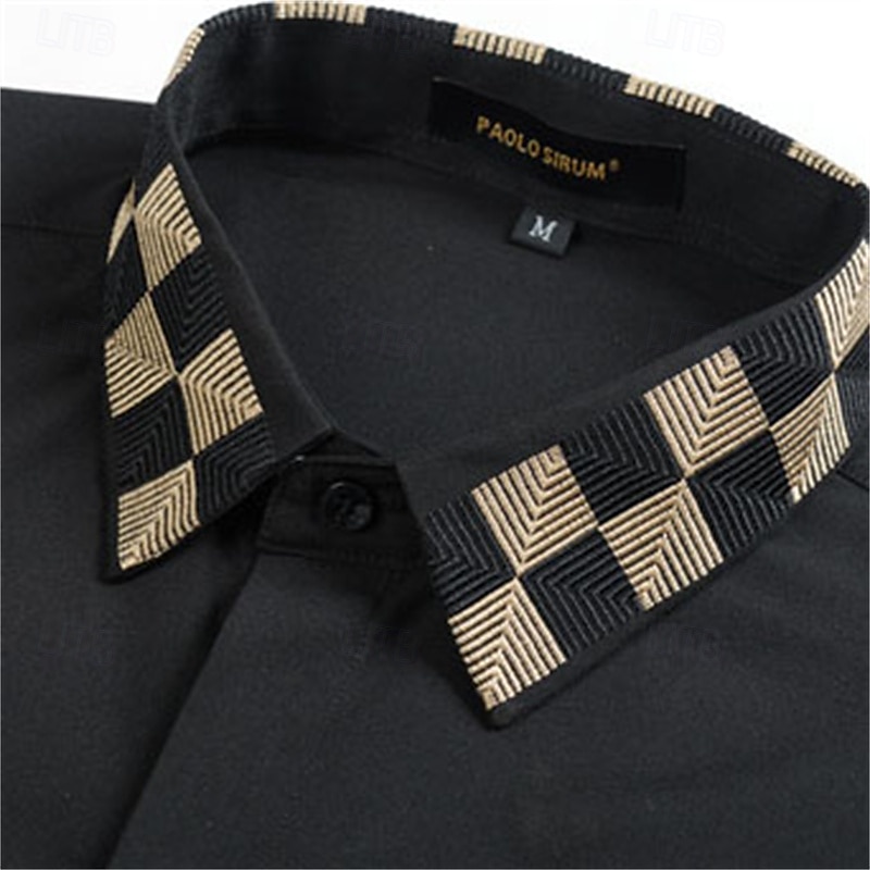 Per uomo Camicia Camicia elegante Camicia con Bottoni Semplice Matrimonio Quotidiano Nero Bianco Manica Lunga Collo ripiegato Primavera & Autunno Abbigliamento Patchwork del 2025 a $37.99 –P2