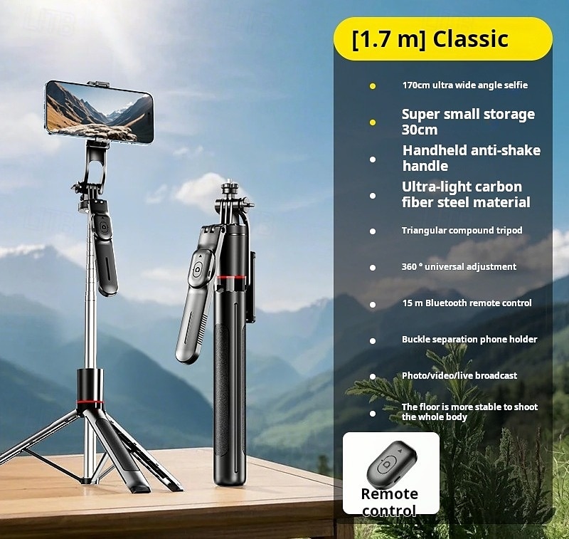 Cell Phone Selfie Stick Tripod, with Wireless Remote, Portable, Retractable, Aluminum Alloy, for iPhone, Samsung and Other Smartphones 2025 - $15.99 –P5