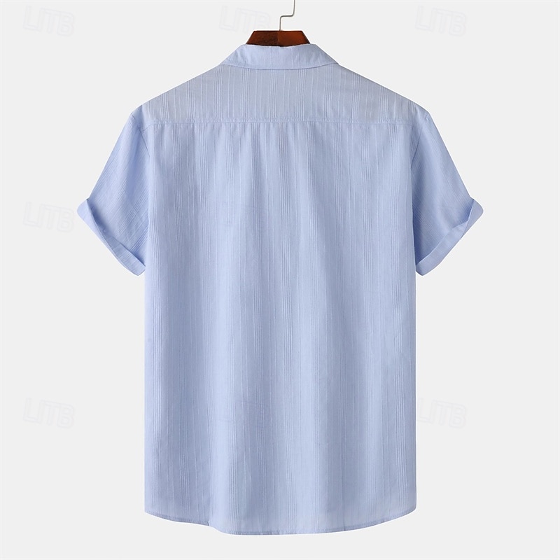 Herr Skjorta Casual skjorta Knapp upp skjorta Slät Semester Gata Svart Vit Gul Armégrön Kortärmad Kavajslag Sommar Kläder Button-Down 2025 - $25.99 –P2
