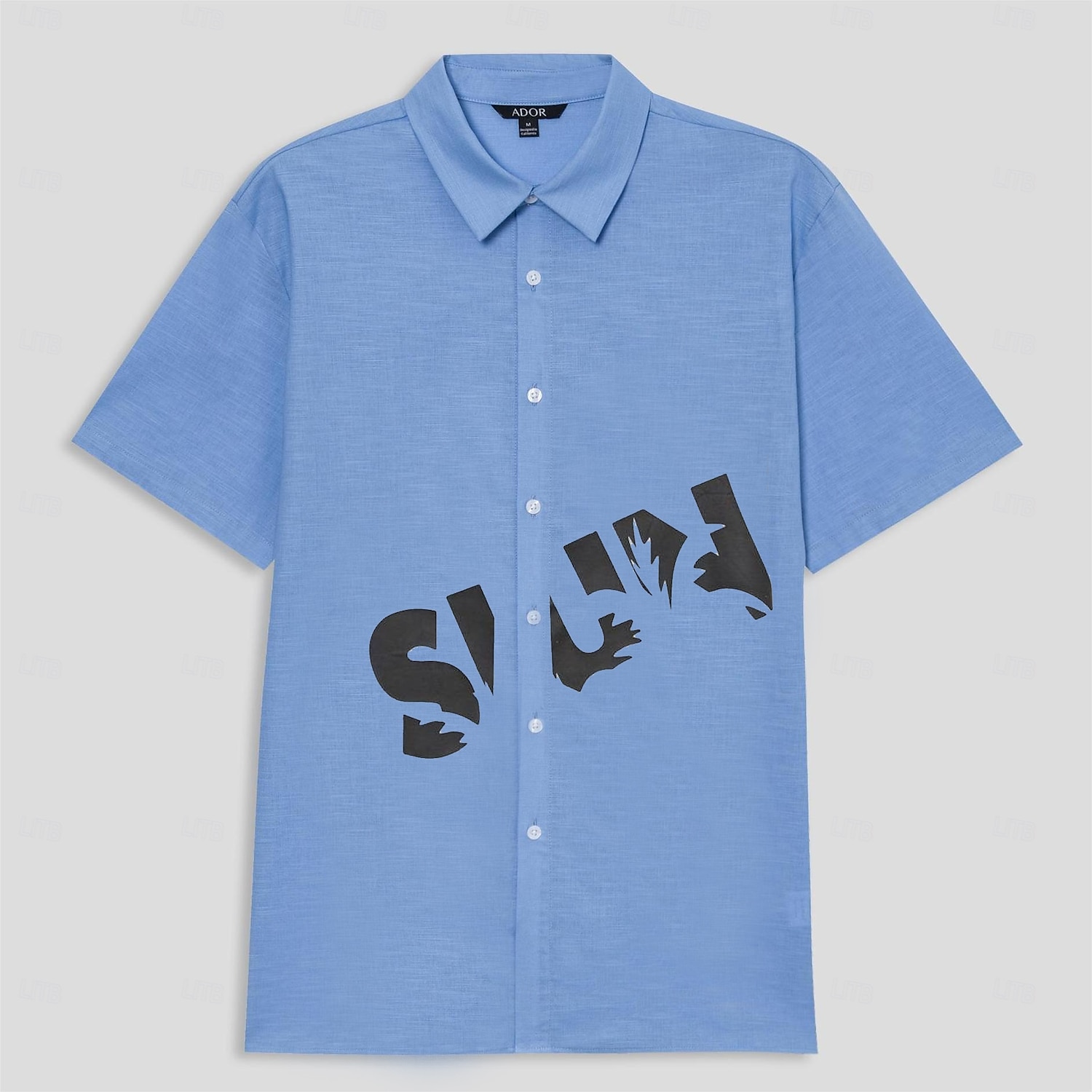 Per uomo Parola / Frase Camicia in cotone e lino Camicia con Bottoni Manica Corta Casual Casuale Athleisure Estate Collo ripiegato Bottoni Blu Grigio del 2025 a $5.49 –P12