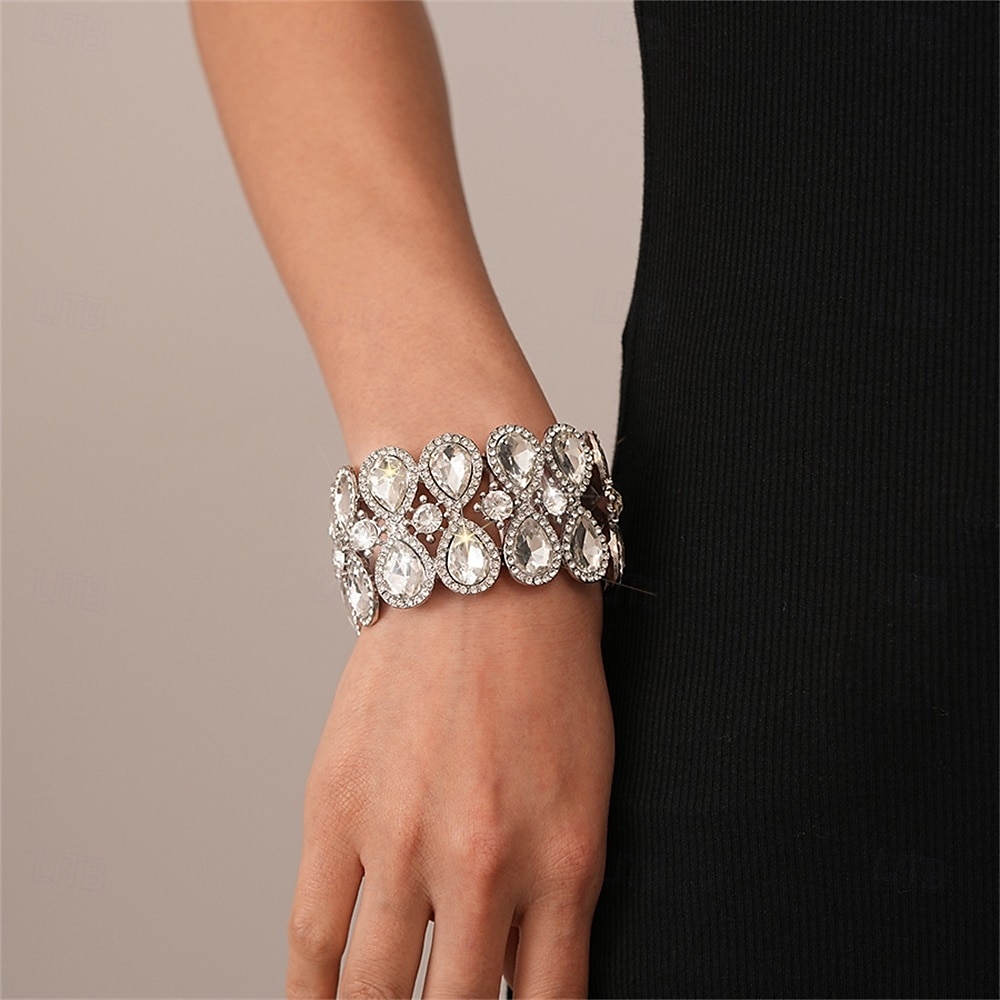 Bracciale zirconia stile vintage classico goccia moda vintage trendy cromo gioielli argento  argento 2 per festa di matrimonio fidanzamento prom del 2025 a $23.99 –P7