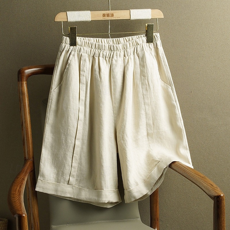 Per donna Pantaloni in cotone e lino Pantaloni Eleganti Semi-lungo Moda Lunghezza al ginocchio Naturale Semplice Tasca Elastico in vita Comodo All'aperto All'aperto Uscire Aalbicocca Blu cielo chiaro del 2025 a $22.99 –P1