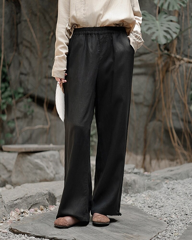 Per donna Gamba larga Pantaloni in cotone e lino Pantaloni Vacanza Moda Lunghezza alla caviglia Misura del girovita medio Semplice Elastico in vita Traspirante Confortevole Micro-elastico Streetwear del 2025 a $47.99 –P11