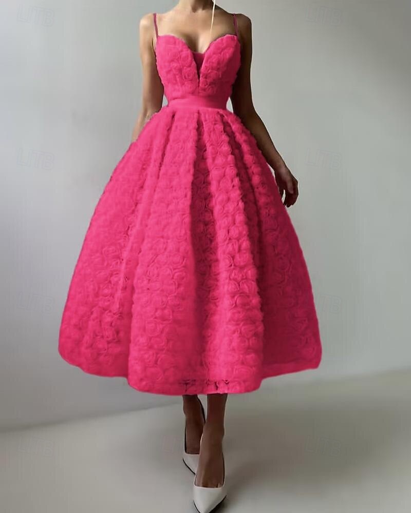 Vestidos de Coquetel em A Vestido Estilo Celebridade Formal para Casamento Comprimento até o Chão Sem Manga Decote Profundo Cinto Faixa Tule com Flor de Rosa de 2025 por $164.99 –P5