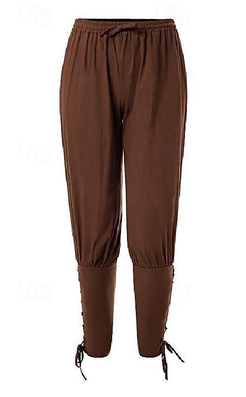 Rétro Vintage Médiéval Renaissance Pantalons de pirate Pirate Viking Ranger Couleur Unie Déguisement Homme Pirate Fantaisie Halloween Carnaval Performance LARP Foire de la Renaissance Adulte Pantalon de 2026 ? $27.99 –P16