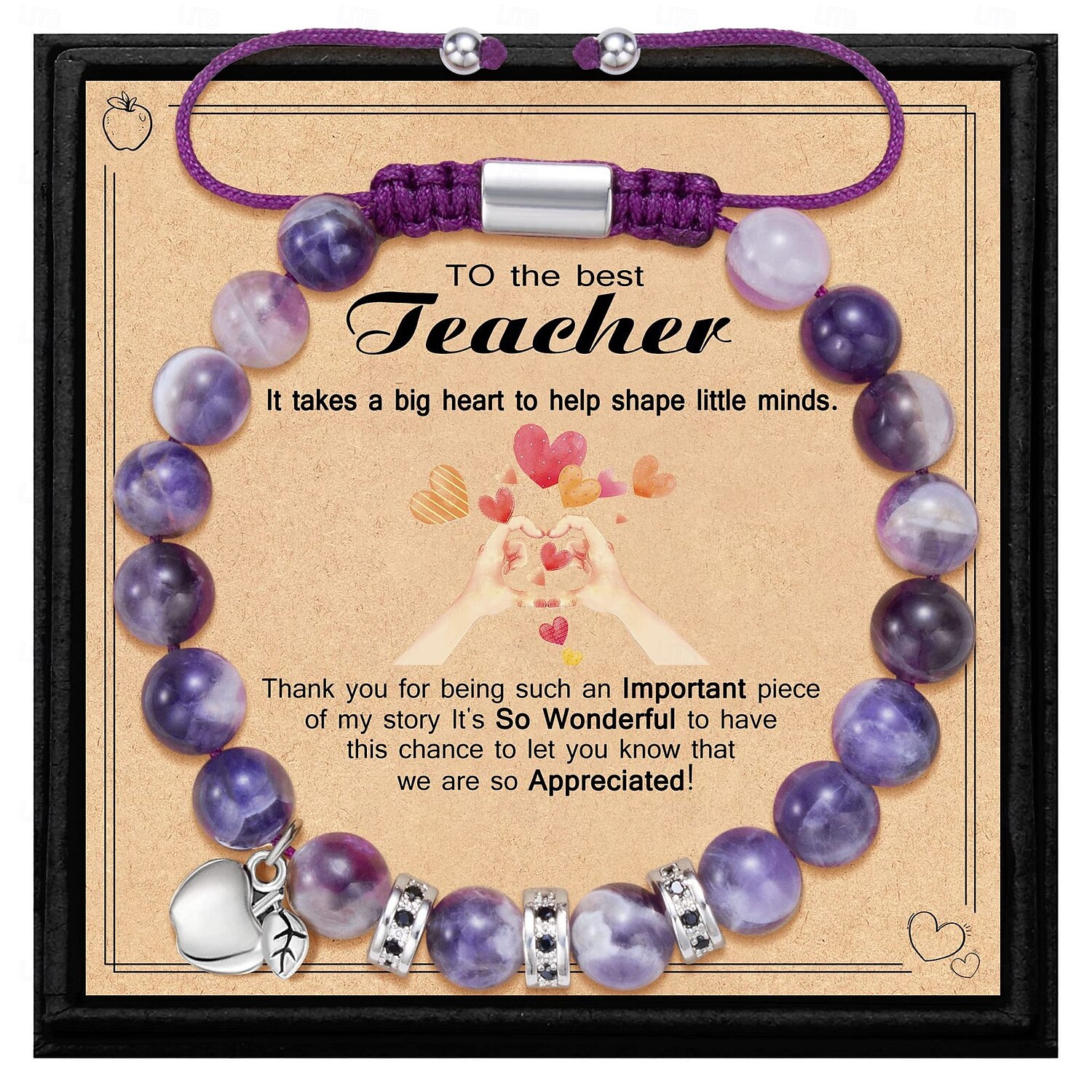 Pulseira de agradecimento ao professor, linda pulseira de argila ploymer feita à mão, amor, ensino, inspiração, carta, pulseira elástica com contas para mulheres, joias de volta às aulas, presente de de 2025 por $12.99 –P5