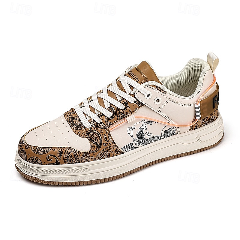 Modische Herren-Sneaker – Retro-inspirierte Muster, Kunstledermaterial, ideal für Freizeitausflüge und Abenteuer in der Stadt 2025 - $42.99 –P1