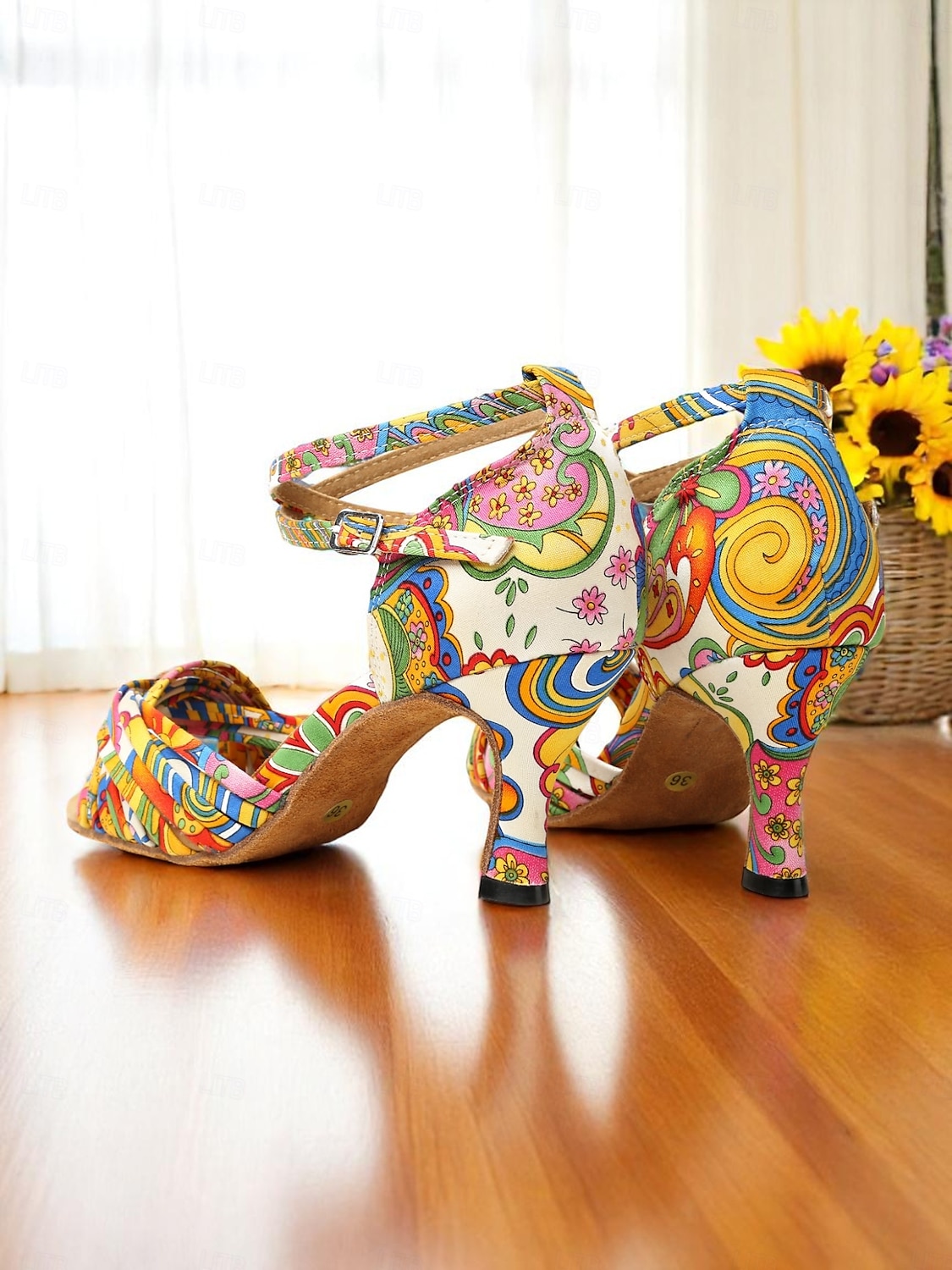 Bunte Latein-Tanzsandalen für Damen – offene Absätze mit Boho-Muster für Salsa-, Samba- und Sommerauftritte für Damen 2025 - $59.99 –P4