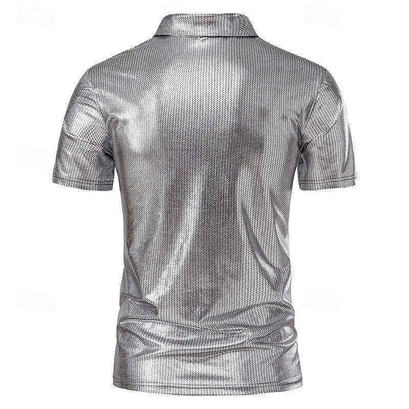 Retró 1980-as évek Póló POLO trikó Diszkó Fényes latex patent Fémes Szivárvány Jelmez Férfi Mindszentek napja Farsang Pride Parade Büszkeség hónapja Felnőttek Póló Nyár 2025 - $26.99 –P10