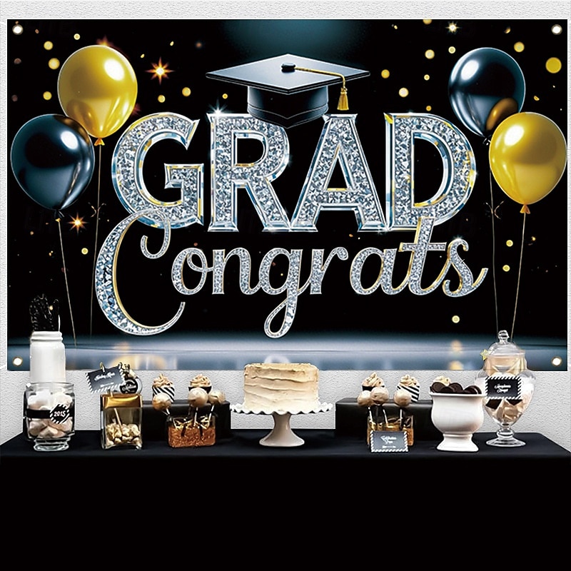 Gefeliciteerd Grad Banner Afstudeerachtergrond Afstudeerdecoraties 2025 Gefeliciteerd Afgestudeerde Banner Grad Decoraties Patio Tuin School 2025 - $13.99 –P4