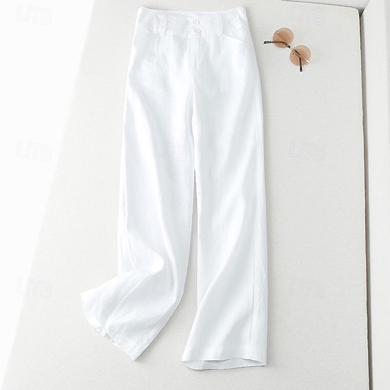 Per donna Pantaloncini in cotone e lino Pantaloni ispirati al lino Pantaloni in cotone e lino Streetwear Casual Lunghezza intera Naturale Semplice Tasca Fibbia Comodo Confortevole Streetwear Uscire del 2025 a $17.99 –P2