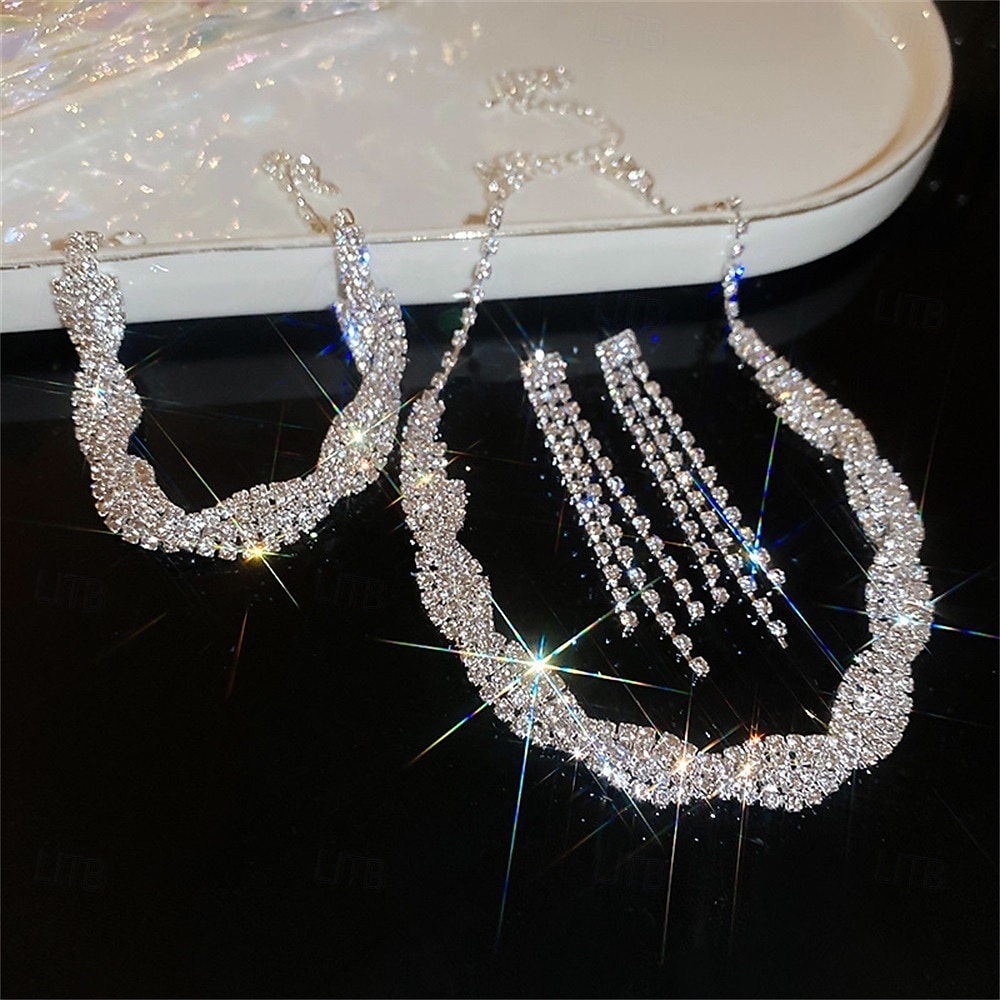 Parure de bijoux 3 Argent Zircon Chrome Argent 1 Collier 1 Bracelet Boucles d'oreilles Femmes Élégant ancien Mode Mignon Le style rétro Classique Géométrique Parure de Bijoux Pour Mariage Soirée de 2025 ? $21.99 –P1