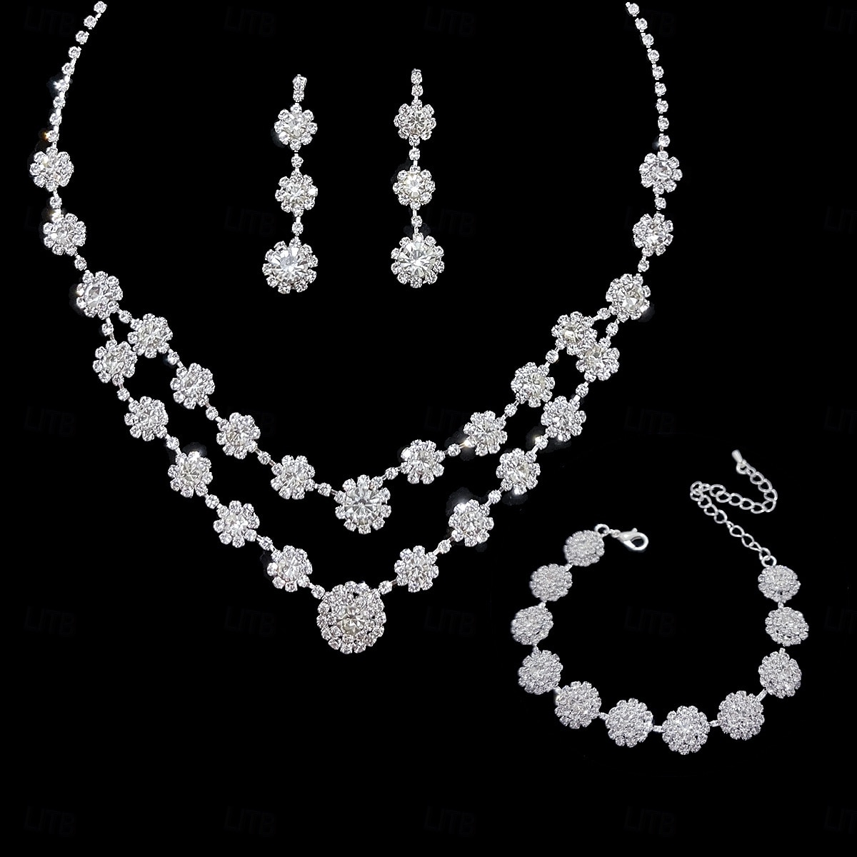Seturi de bijuterii de mireasă 1set Ștras Aliaj Cercei Coliere Brățări Pentru femei Elegant Stilat Lux Set de bijuterii Pentru Nuntă Ocazie specială Îmbrăcăminte de seară de petrecere 2025 - $23.99 –P3