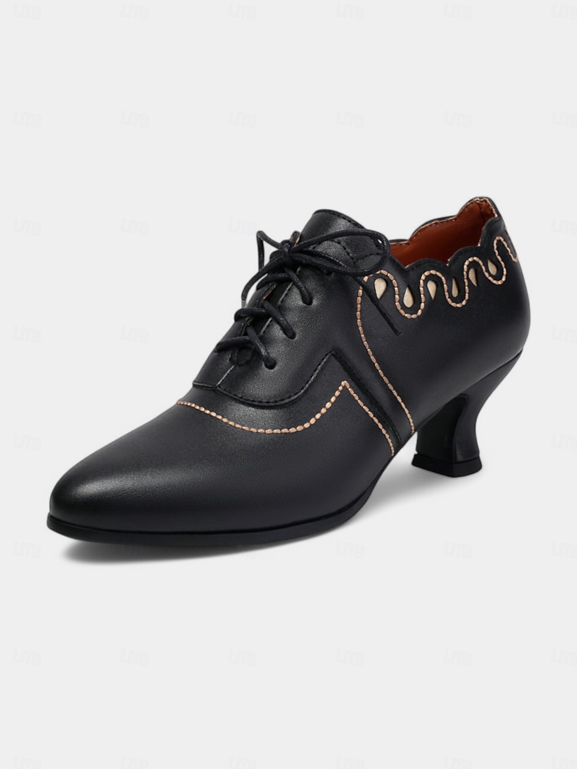 Chaussures Oxford marron à lacets et talon chaton pour femme – Escarpins brogue vintage de style rétro édouardien des années 1920 pour un usage quotidien élégant et des soirées à thème de 2025 ? $46.99 –P4