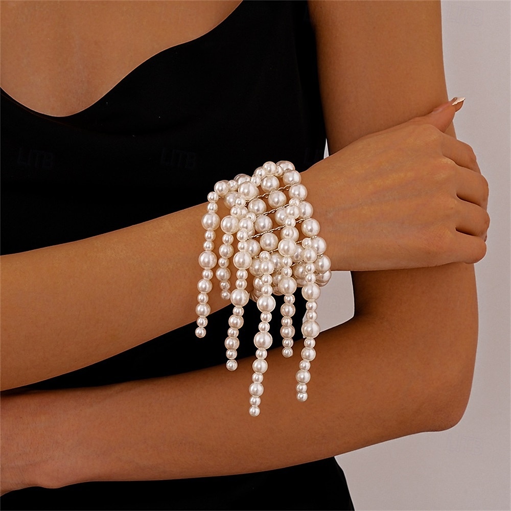 Bracelet Jonc Le style rétro Classique Mini ancien Mode Tendance Bracelet Bijoux Blanche Rond pour Mariage Soirée Fiançailles Bal de promo de 2025 ? $20.99 –P5