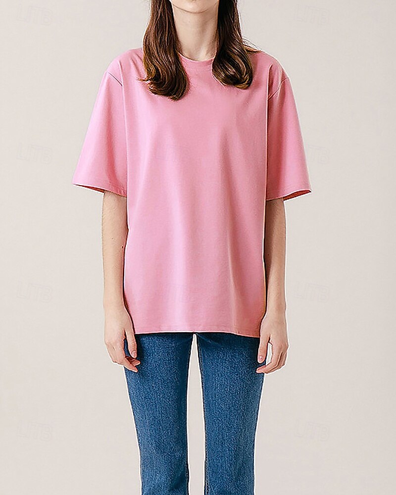 Femmes Chemise en lin Chemisier Uni Occasionnel Manche Courte Col ras du cou Hauts Réguliers Quotidien Fête Sortir Noir Jaune Rose Claire Abricot Été de 2025 ? $30.99 –P10