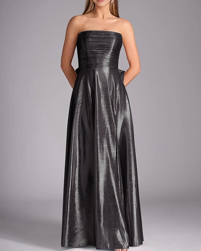 A-Line plesové šaty elegantní šaty formální večerní party délka po zem bez rukávů off shoulder polyester s mašlí nařasené s rozparkem 2025 - $153.99 –P7
