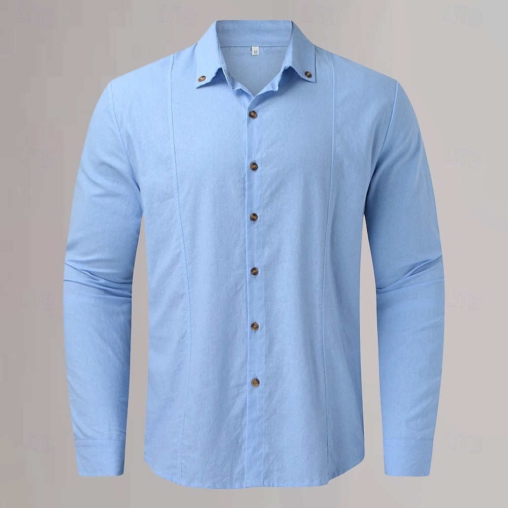 Per uomo Camicia in cotone e lino Semplice Vacanza Casual Quotidiano Nero Bianco Azzurro cielo Cachi Manica Lunga Bavero Abbigliamento Bottonato del 2025 a $25.99 –P6
