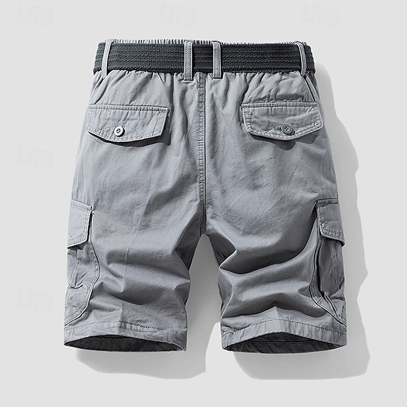 Homens Bermuda Cargo Calção Shorts de verão Cintura elástica Bolso multi Bolso com aba Tecido Conforto Vestível Comprimento do joelho Ao ar livre Esporte Diário Moda Casual Preto Azul de 2025 por $30.99 –P14