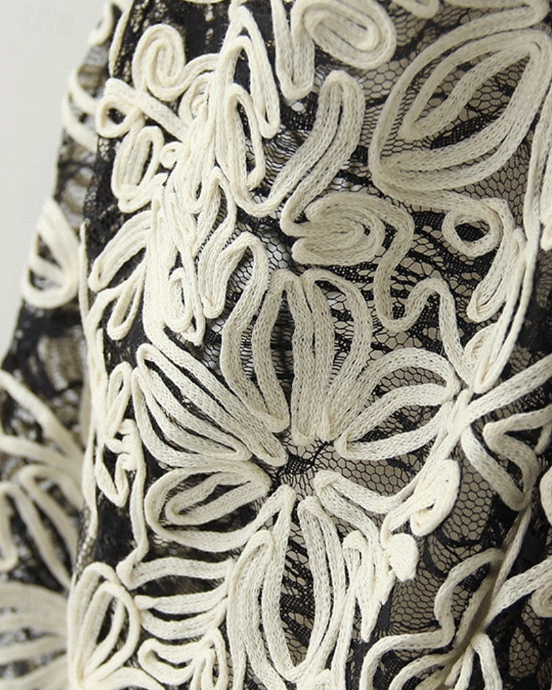 Florale Paspel Brautmutterkleid Elegant Vintage Einfach Rundhalsausschnitt Tee-Länge Chiffon 3/4-Langarm 2025 - $158.99 –P2