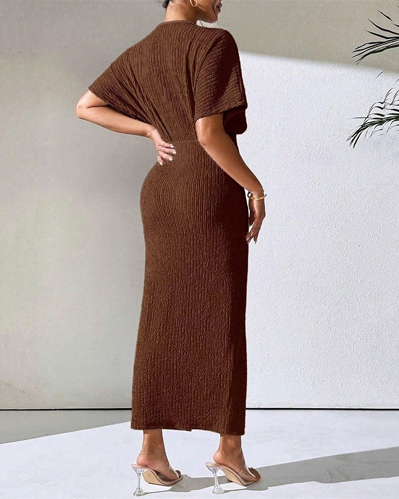 Femmes Robe Midi Robe de Soirée Robe d'été Mode Classique Moderne Extérieur Vacances Fête Coupe régulière Uni Sans manches Col en V Noir Marron Abricot Été de 2025 ? $28.99 –P2