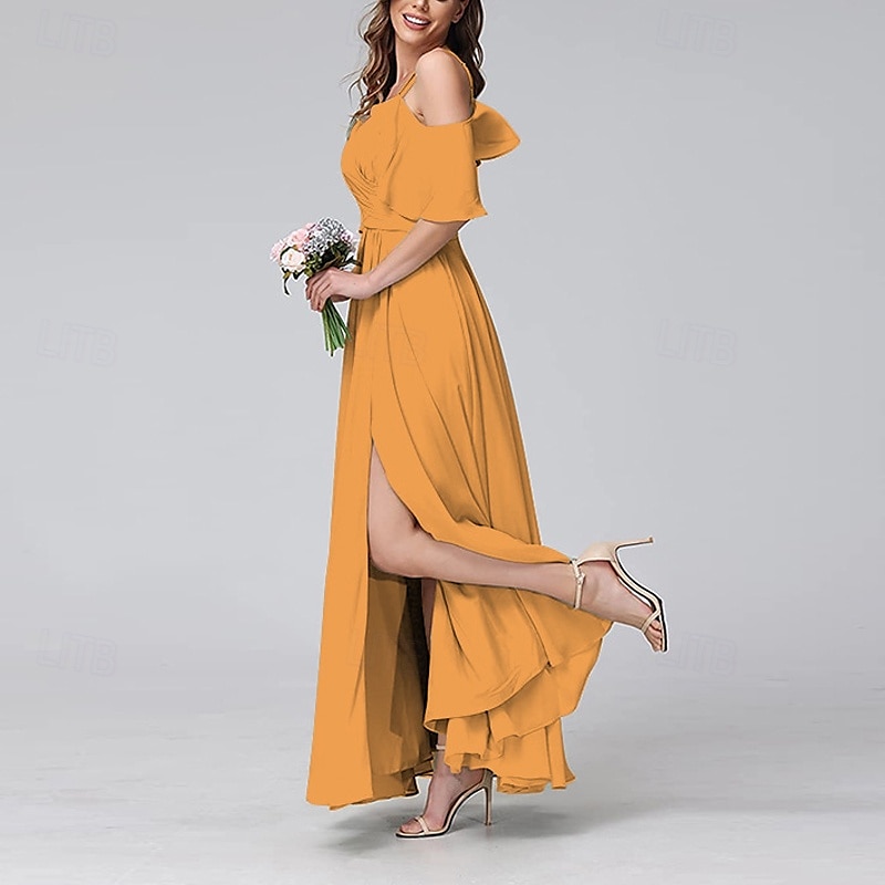 Femmes Robe Longue Maxi Robe Robe de Bal Robe de Soirée Robe de Cocktail Mode Soirée Occasion Spéciale Date Coupe régulière Uni Manche Courte Col en V Jaune Vert Claire Bleu Vert Été de 2025 ? $31.99 –P14