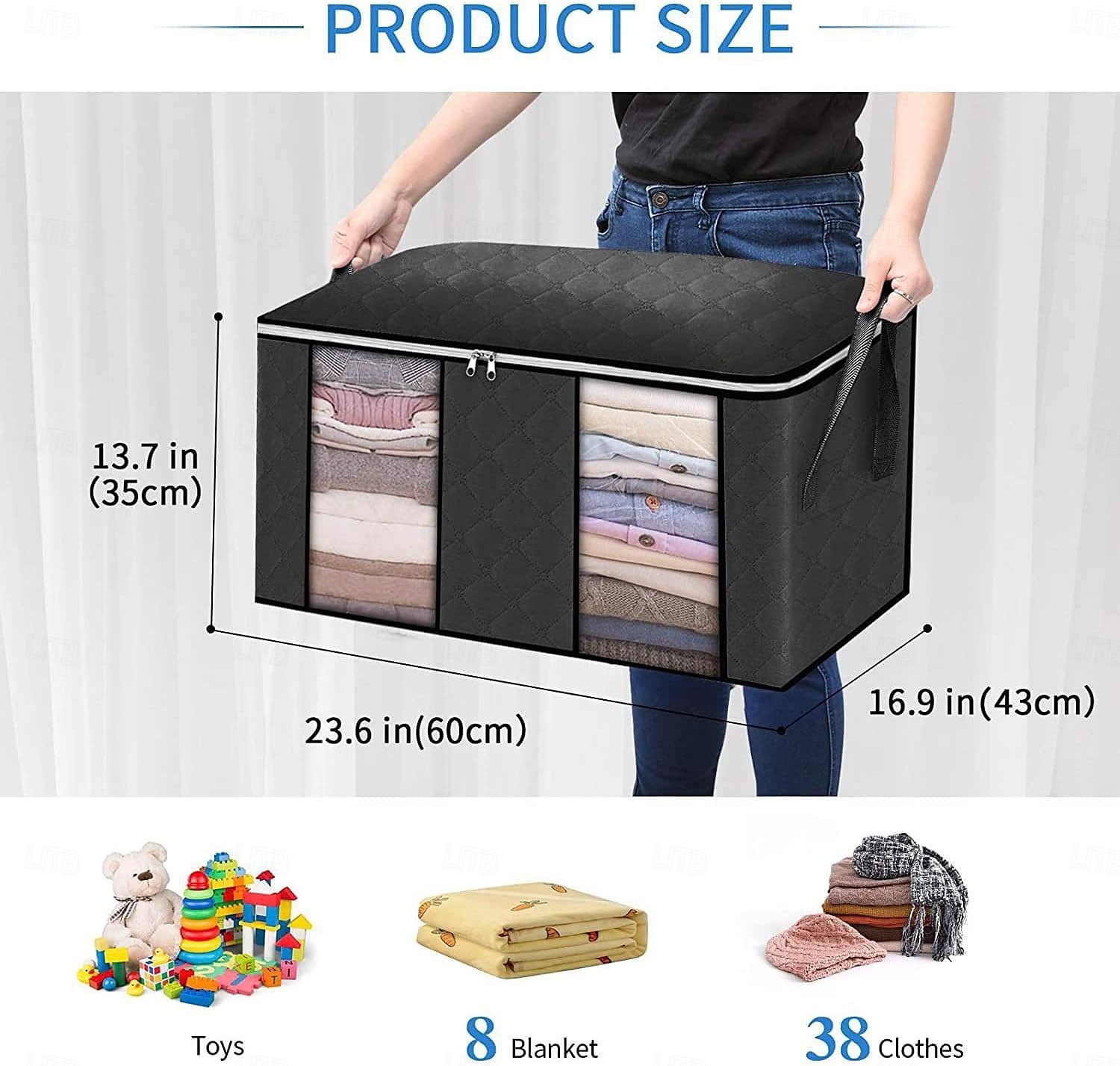 4 Pack Foldable Storage Bags Under-bed Storage, Bedding Storage Bags with Clear Window and Reinforced Handles, Reusable Bag Organizer with Smooth Zipper, for Clothes Blankets Comforters 2025 - $27.99 –P3